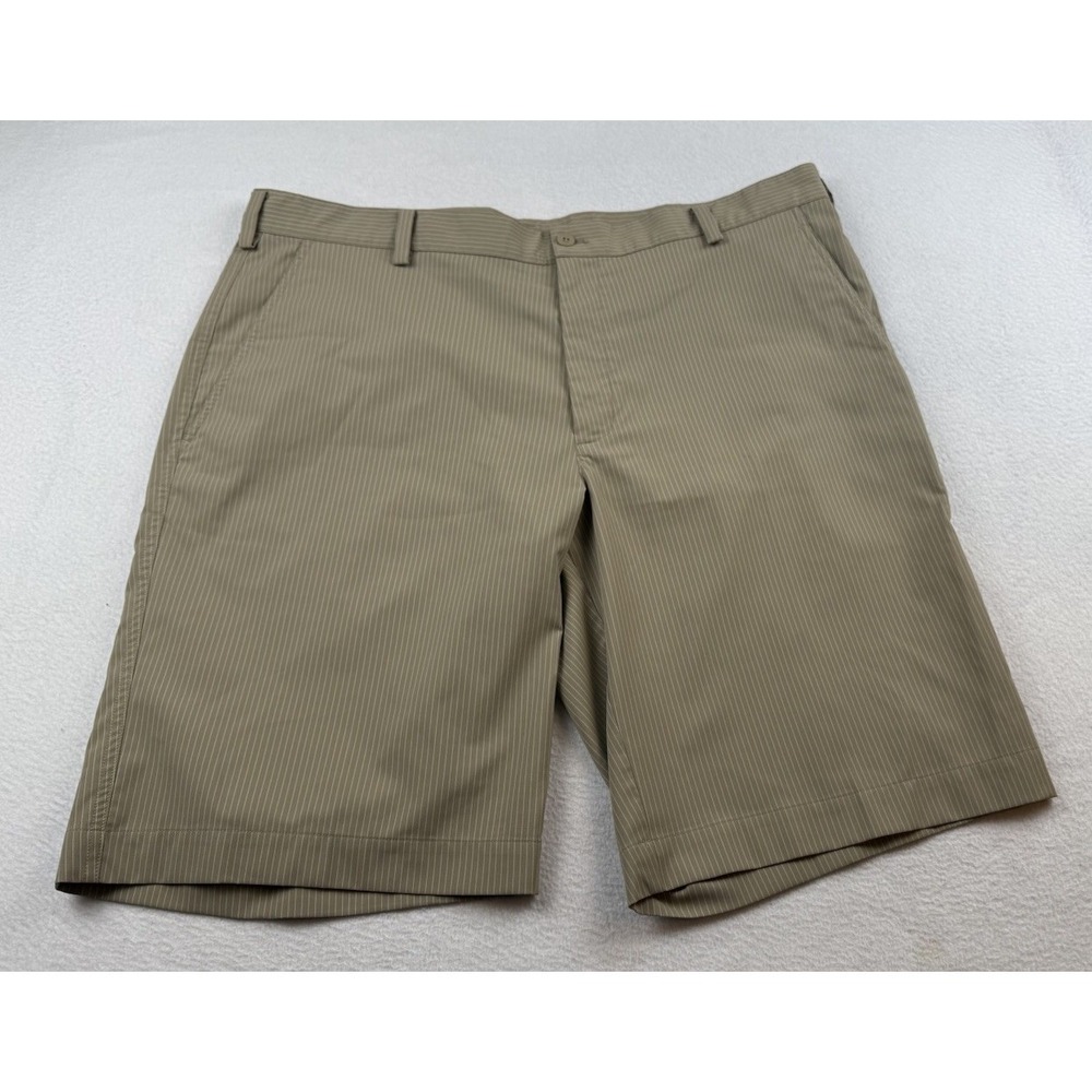Nike Golf shorts Mens 38 tan Beige Pin Striped Dri Fit stretch